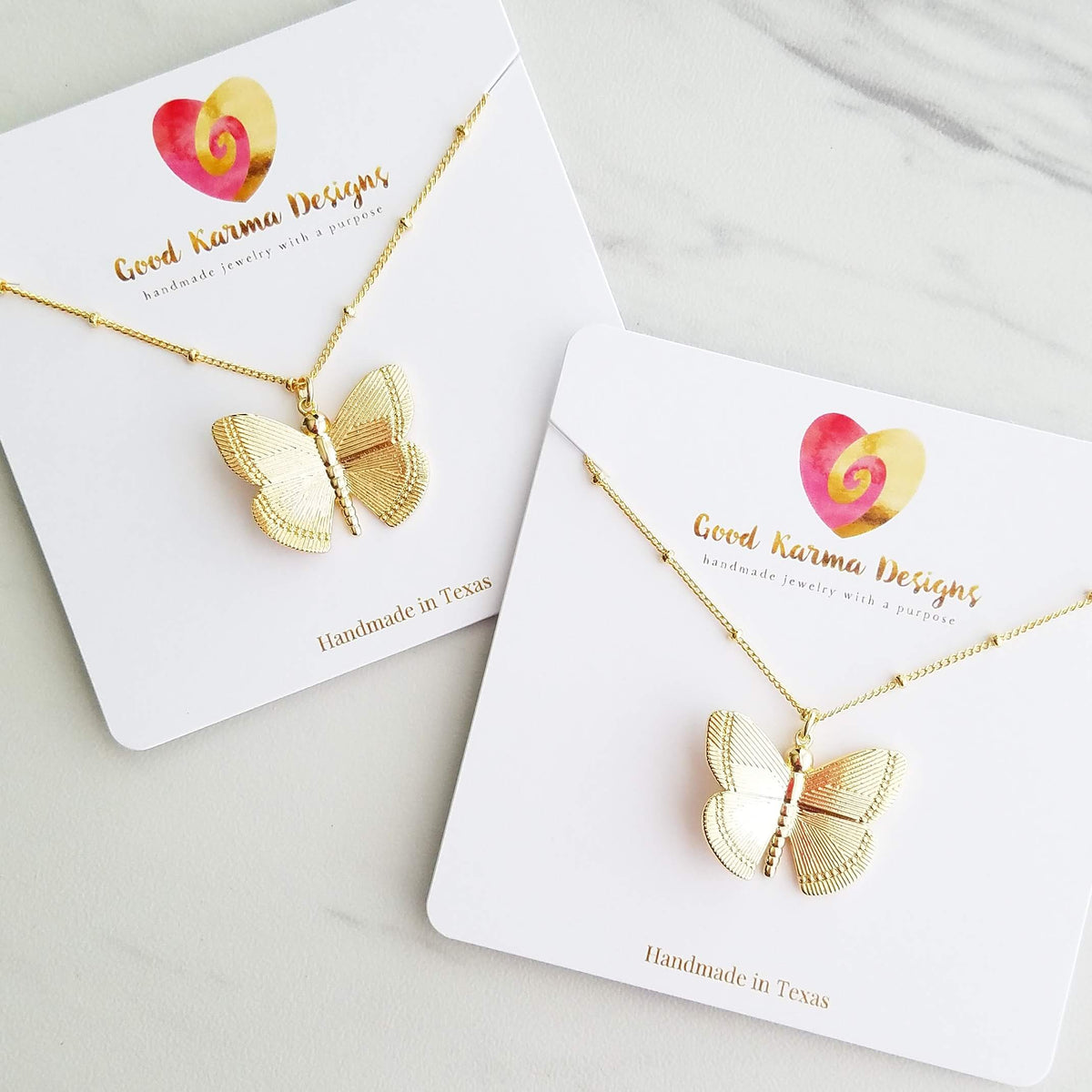 Large Gold Butterfly Necklace