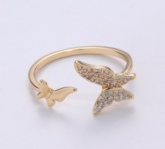 Diamond Pinky Ring with a Butterfly Diamond Design set in 14kt Gold – OKG  Jewelry