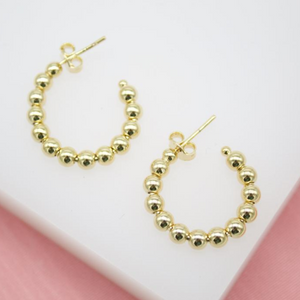 Gold Filled Beaded Hoops