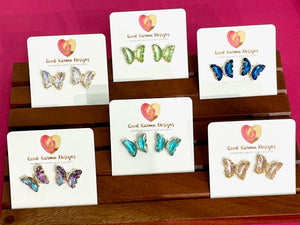 Colorful Crystal Butterfly Studs