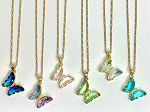Colorful Crystal Butterfly Necklaces