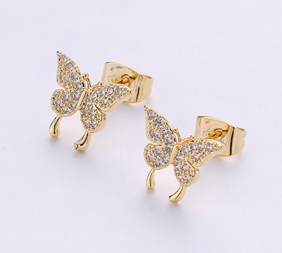 Small Crystal Butterfly Studs